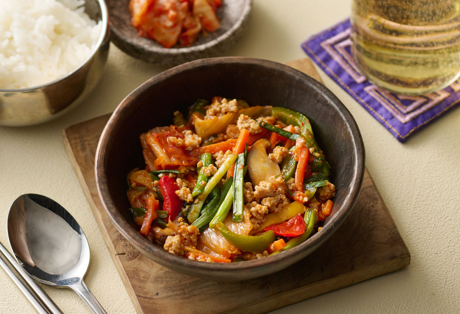 豚そぼろとニラの特製キムチビビンバ