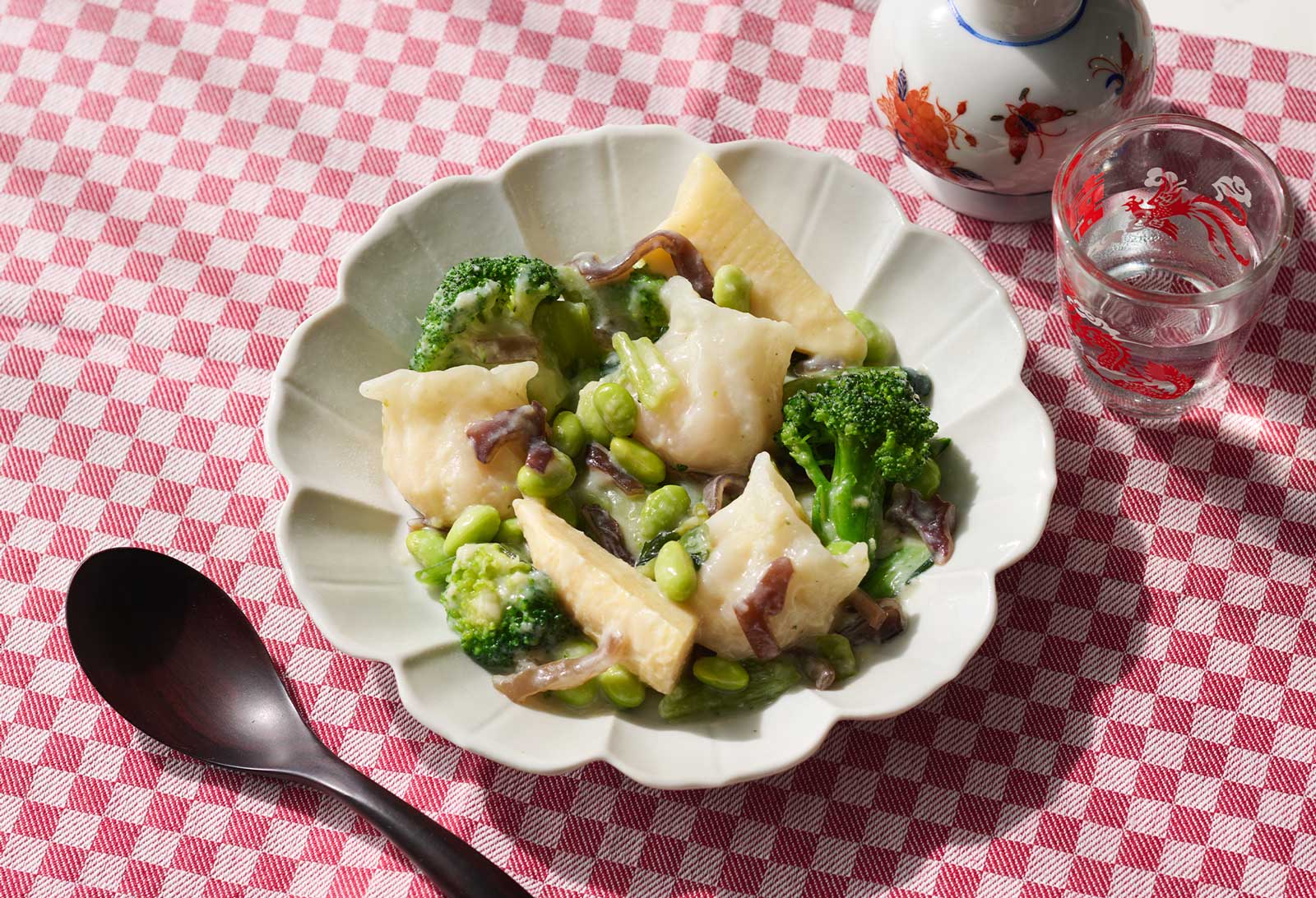 枝豆ときくらげのえび餃子中華あんかけ